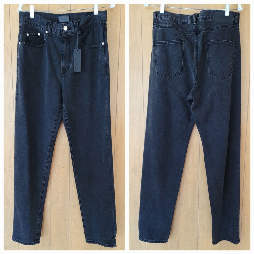 SHALAJ Mens 31.5 Black Heavyweight Straight Leg Jeans Scarred to the Memory